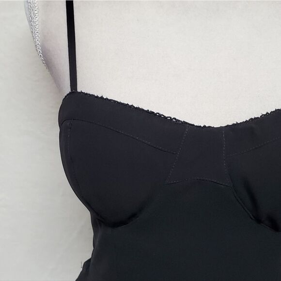 AMERICAN Eagle Outfitters Black Spaghetti Strap Corset Asymmetric Trapeze Dress - Picture 4 of 14